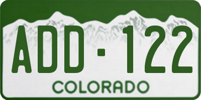 CO license plate ADD122