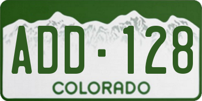 CO license plate ADD128