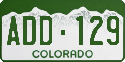 CO license plate ADD129