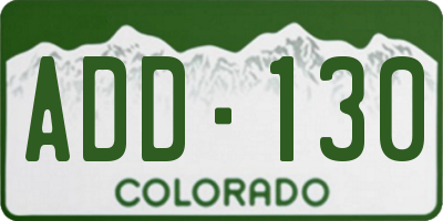 CO license plate ADD130