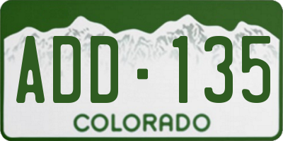 CO license plate ADD135