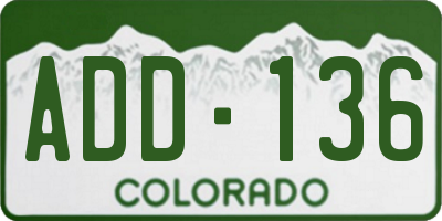 CO license plate ADD136