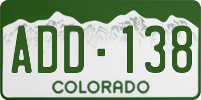CO license plate ADD138