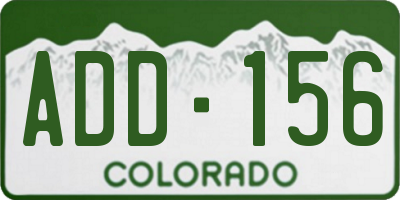 CO license plate ADD156