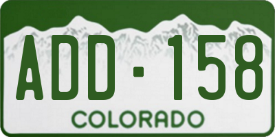 CO license plate ADD158