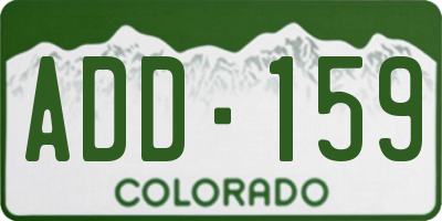 CO license plate ADD159