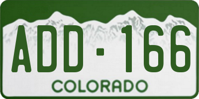 CO license plate ADD166