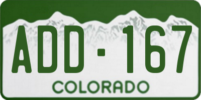 CO license plate ADD167