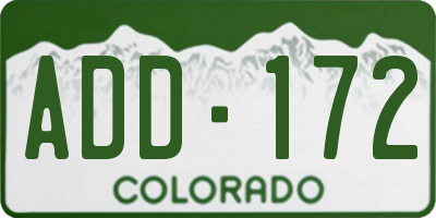 CO license plate ADD172