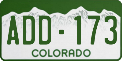 CO license plate ADD173