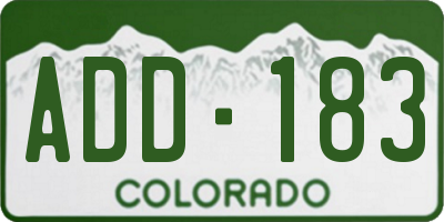 CO license plate ADD183