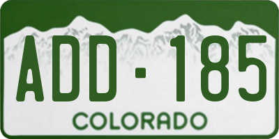 CO license plate ADD185