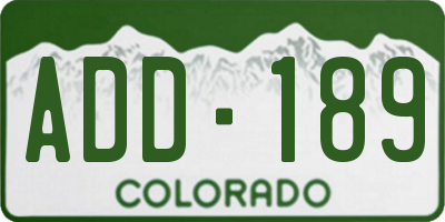 CO license plate ADD189