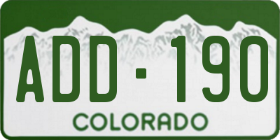 CO license plate ADD190
