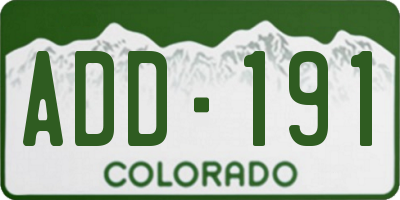 CO license plate ADD191