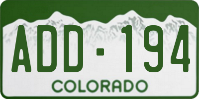 CO license plate ADD194