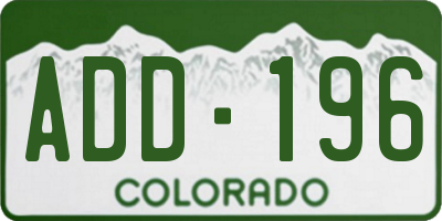 CO license plate ADD196