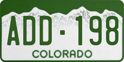 CO license plate ADD198