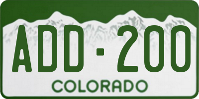 CO license plate ADD200