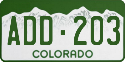 CO license plate ADD203