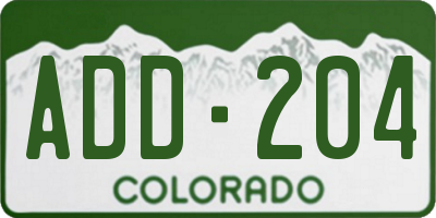 CO license plate ADD204