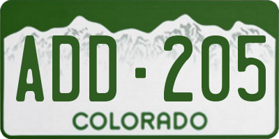 CO license plate ADD205