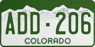 CO license plate ADD206