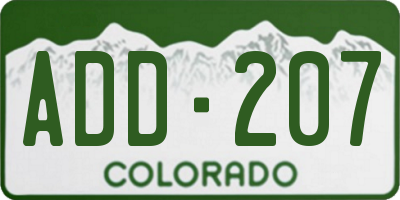 CO license plate ADD207