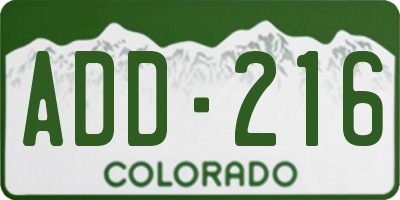 CO license plate ADD216