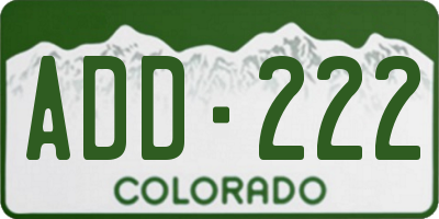 CO license plate ADD222