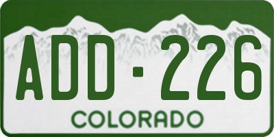 CO license plate ADD226