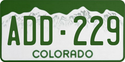 CO license plate ADD229