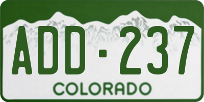 CO license plate ADD237