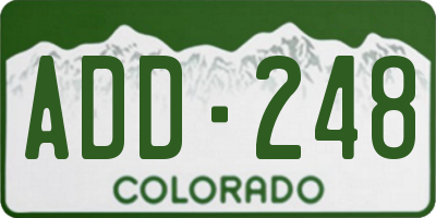 CO license plate ADD248