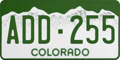 CO license plate ADD255