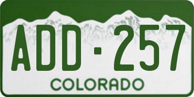 CO license plate ADD257