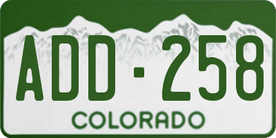 CO license plate ADD258