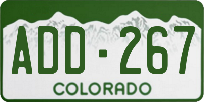CO license plate ADD267