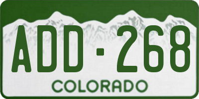 CO license plate ADD268