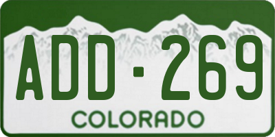 CO license plate ADD269