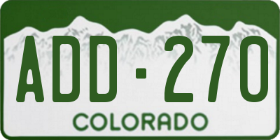 CO license plate ADD270