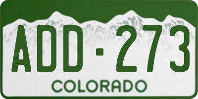 CO license plate ADD273