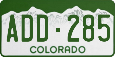 CO license plate ADD285