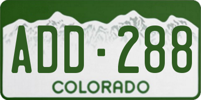 CO license plate ADD288