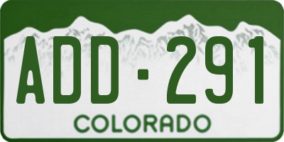 CO license plate ADD291