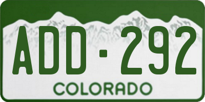 CO license plate ADD292