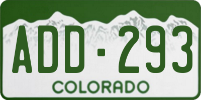 CO license plate ADD293