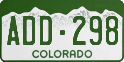 CO license plate ADD298