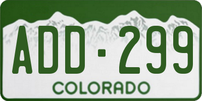 CO license plate ADD299