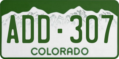 CO license plate ADD307
